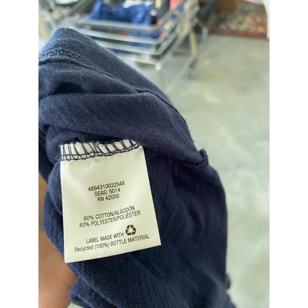 Navy Blue Mens Shirt Dark Crew Neck Medium - Picture 2 of 4